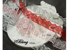 Non Stretch Lace Trim, Embroidery Organza - 4cm -1m length