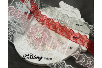 Non Stretch Lace Trim, Embroidery Organza - 4cm -1m length