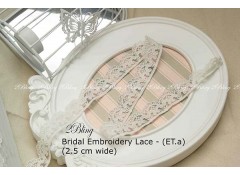 Non Stretch Lace Trim,Embroidery ,  Soft Gauze (ET.a) - 2.5cm -1m length