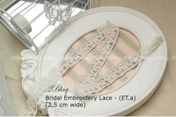 Non Stretch Lace Trim,Embroidery ,  Soft Gauze (ET.a) - 2.5cm -1m length