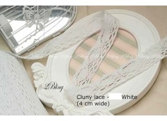 Non Stretch Cluny Lace Trim, White (4cm) - 1m length