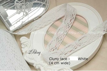 Non Stretch Cluny Lace Trim, White (4cm) - 1m length