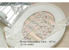 Non Stretch Lace Trim, Embroidery, Soft Gauze (ET.e) - 4cm -1m length