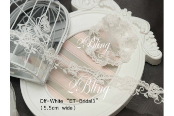 Non Stretch Lace, Off-White Gauze, ET-Bridal 3  (5.5cm) -1m length