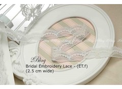 Non Stretch Lace Trim, Embroidery,  Soft Gauze (ET.f) - 2.5cm -1m length