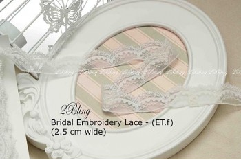 Non Stretch Lace Trim, Embroidery,  Soft Gauze (ET.f) - 2.5cm -1m length