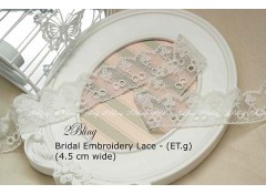 Non Stretch Lace Trim, Embroidery , Soft Gauze (ET.g)  - 4.5cm -1m length