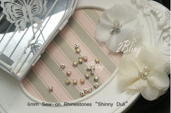 Sew on Rhinestones, Shinny Dull - 6mm (Pack of 25)