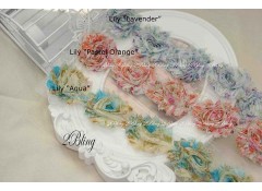 Shabby Flowers, "LILY"" Pattern - 6.5cm (Pack of 4)