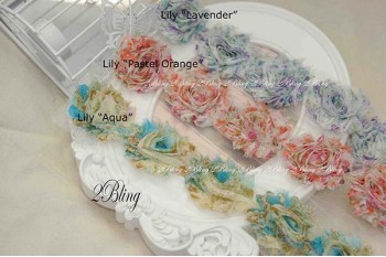 Shabby Flowers, "LILY"" Pattern - 6.5cm (Pack of 4)