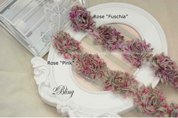 Shabby Flowers, "ROSE" Pattern - 6.5cm (Pack of 4)